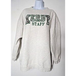 Vintage Lee Sueded 2XL Unisex Sweatshirt Kerby Staff Embroidered Heather Gray